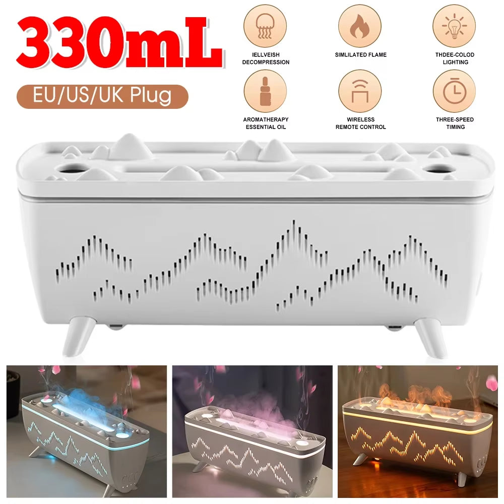 Colorful 330ml Aroma Diffuser with Five Nozzles and Dual Mist Modes - Jellyfish & Flame Aromatherapy Humidifier for Your Bedroom