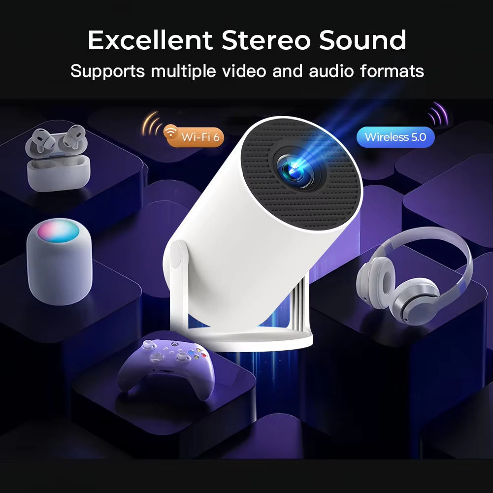 4K HD Projector X1BQ - Native 720P, Android 11, Dual WiFi 6, BT 5.0, 260 ANSI, 180° Rotatable - Ultimate Home Cinema & Office Upgrade!