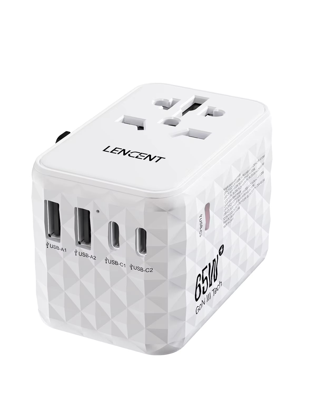 Ultimate 65W GaN Universal Travel Adapter - Fast Charging for EU, UK, USA & AUS with 2 USB-C Ports - Perfect for Travelers!