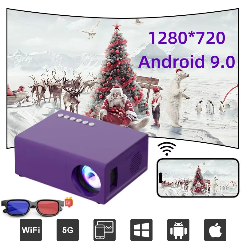 YG300 Mini Home Theater Projector - 1080P Decoding, Built-In Audio, Perfect for Smartphones and Laptops, Includes 3D Glasses Gift!