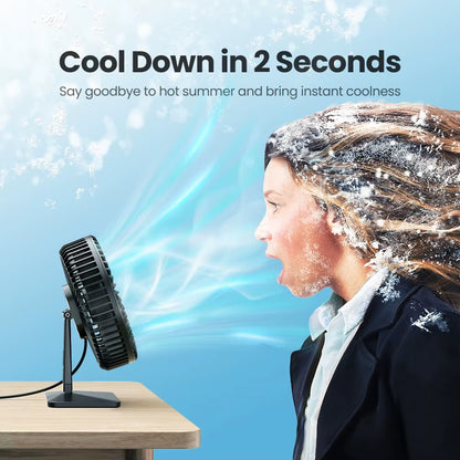 GAIATOP Portable USB Desk Fan - 90° Adjustable, Ultra Quiet with 4 Speed Settings for Home & Office Comfort