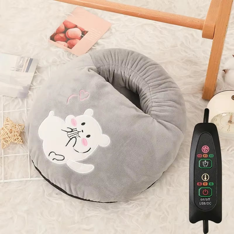Cozy Cartoon USB Foot Warmer - Multicolor Plush Electric Heater for Winter Comfort