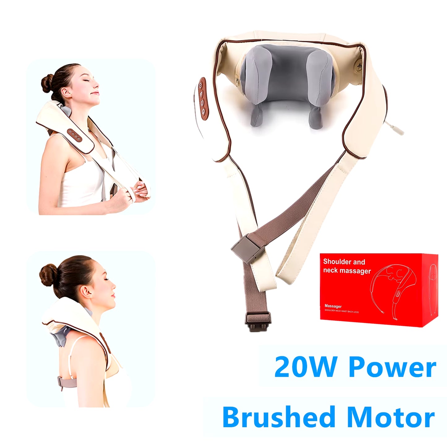 Wireless 26W Brushless Motor Neck and Shoulder Massager - Ultimate Back and Neck Kneading Shawl for Relaxation