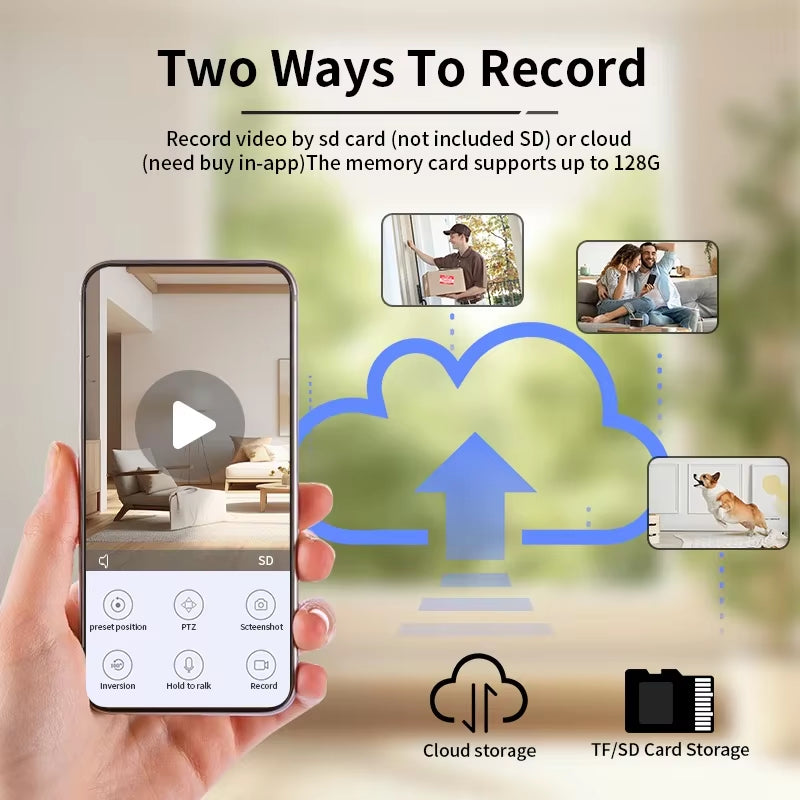 8MP Smart WiFi Surveillance Robot - Wireless Security Baby Monitor with AI Human Tracking, Two-Way Audio, and Color Night Vision